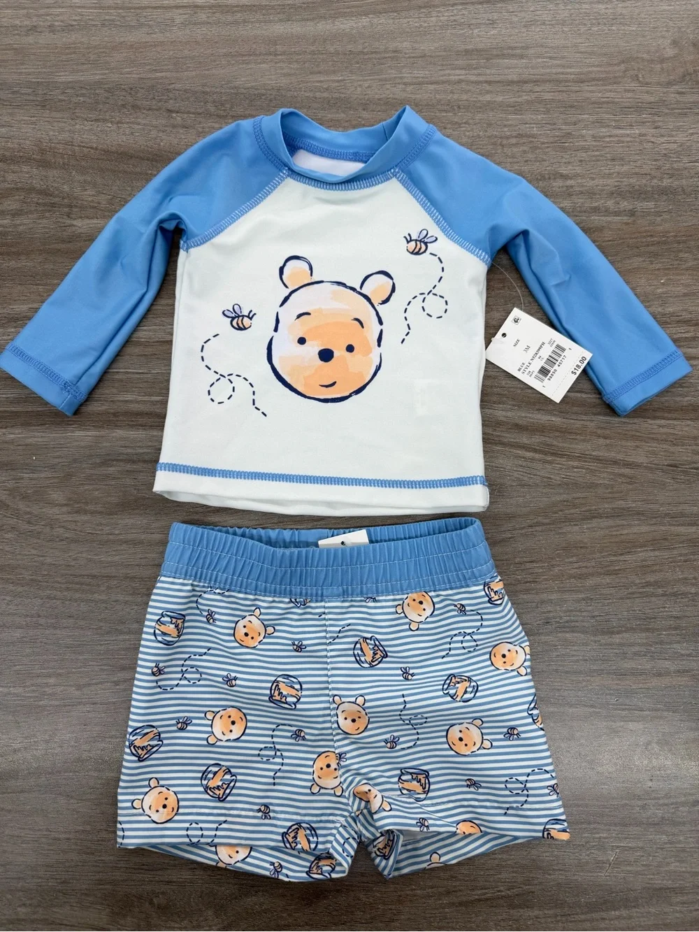 Disney Baby Winnie The Pooh 2 Piece Rashguard And Swim Shorts -3m-NWT